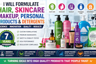 formulate hair , skincare makeup personal products and detergents