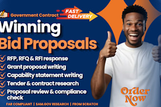 write government contract bid proposal, rfp, rfq, grant proposal