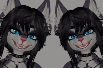 create vrchat furry avatar with face tracking sfw  fursona fbt vrm 3d model