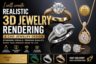 create realistic cad USA UK aus IT fr 3d jewelry rendering models design