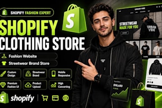 design shopify clothing store, fashion website, streetwear clothing brand store