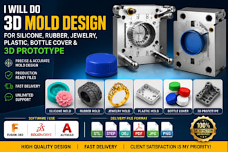 create 3d mold for silicone, rubber, jewelry, plastic bottle cover 3d prototype