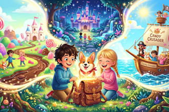 draw watercolor children book illustration and children book illustration