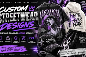 design custom streetwear pack y2k  gen z graphics for clothing brands