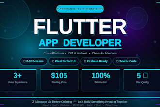 develop a flutter mobile app for ios and android with clean UI