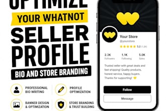 optimize whatnot seller proflie bio writing store branding banner proflie image