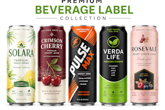 create premium energy drink, soda can label design for your brand