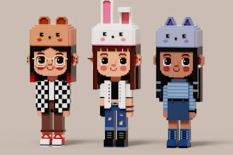 create 3d voxel art, pixel game art character and game assets for ue5 and unity