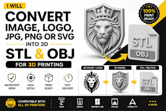 convert image, logo, jpg, png or svg into a 3d stl file for 3d printing