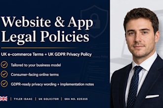 write UK website terms and conditions and gdpr privacy policy for your app