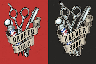 design classic barber logo in vintage style