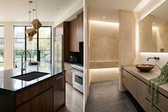 do modern kitchen bathroom design remodeling and family house with 3d rendering