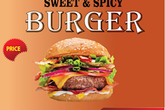 design a professional burger flyer and food restaurant poster