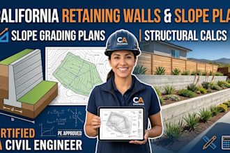 design california retaining wall, slope grading plan and structural calculations