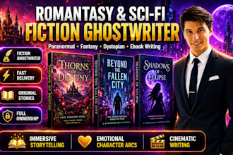 be your fiction ghostwriter ,romantasy writer paranormal dystopian scifi write