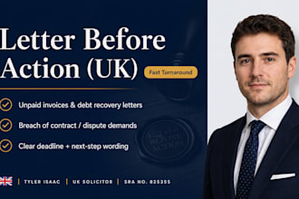 draft a UK solicitor letter before action or formal demand letter debt recovery