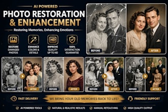restore,enhance your old damaged photos with ai