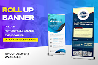 design roll up banner, retractable, pull up, signage design