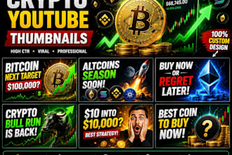 design eye catching crypto youtube thumbnails