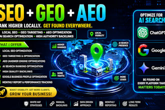 do a monthly local seo geo aeo and optimize ai search ranking website backlinks