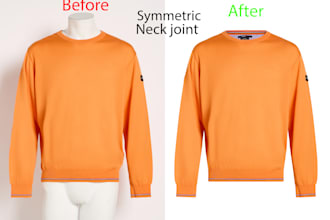 do symmetrical ghost mannequin, dummy remove, cloth retouch