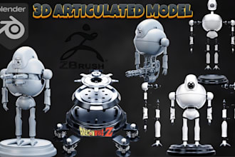 create custom 3d articulated model, action flexi toy, 3d bjd figure for printing