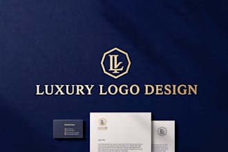 create elegant gold and navy luxury logo design