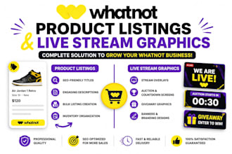 do whatnot product listing description product design live stream graphics