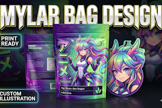 design weed pouch mylar bag design cartoon cannabis packaging
