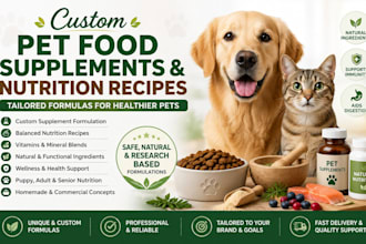 formulate custom pet food supplements and nutrition recipes