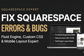 fix squarespace errors, resolve CSS issues and optimize responsive design