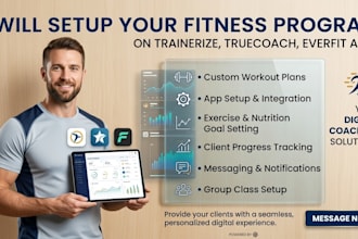 setup truecoach trainerize app, everfitness trainerize and fitness program train