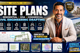 design civil engineering site plans, residential plot layouts, hoa drawings fast