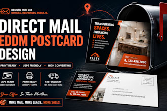 design direct mail eddm postcard, real estate postcard, mailer