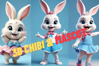 make cute 3d mascot, chibi character, action figure, 3d printing, stl, zbrush