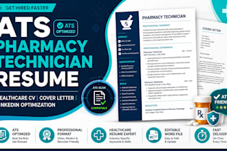 write ats pharmacy technician resume, healthcare CV and cover letter