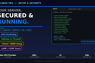 setup secure and configure your linux vps or dedicated server