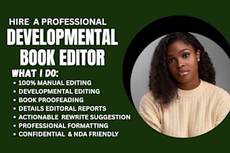 do developmental editing, chapters critique, book synopsis, and provide feedback