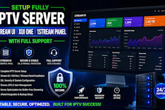 setup fully iptv server xtream ui xui one, 1stream panel with full support