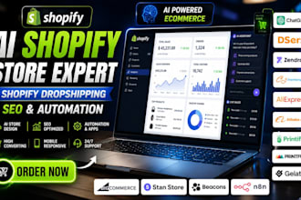 ai shopify store, shopify dropshipping website, SEO, redesign, automation expert