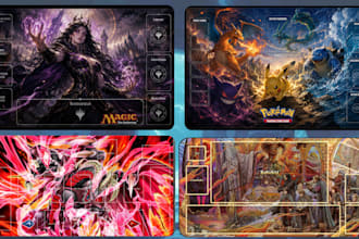 design custom tcg playmat, anime playmat, deskmat, digimon trading card game mat