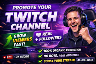 promote your twitch promotion for twitch streamer channel and live chatters