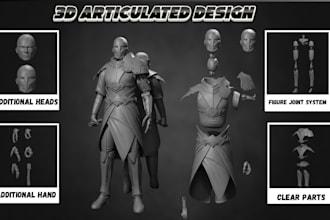 model custom 3d articulated model, flexi toys 3d bjd, action figure for printing