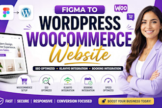 rebuild woocommerce website  figma to wordpress SEO klaviyo booking integration