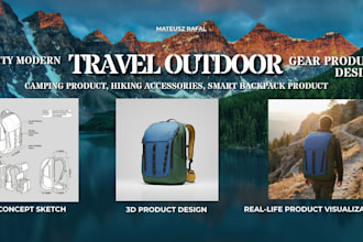 design travel outdoor gear, camping product, hiking accessory and smart backpack