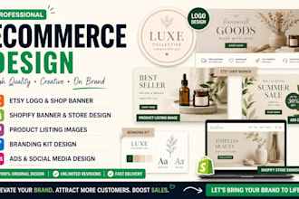 design ecommerce web etsy logo ads branding kit shopify banner product listing