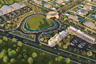 develop masterplan for urbanization area,streetscape visual,3d farm house render