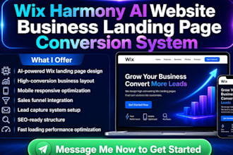 build wix harmony ai website business integration wix landing page design
