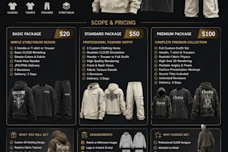 design custom 3d hoodies shirts and trousers in clo3d
