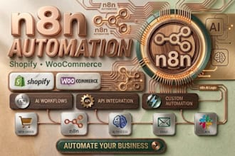 build n8n shopify automation, woocommerce API integration, and n8n ai agent work
